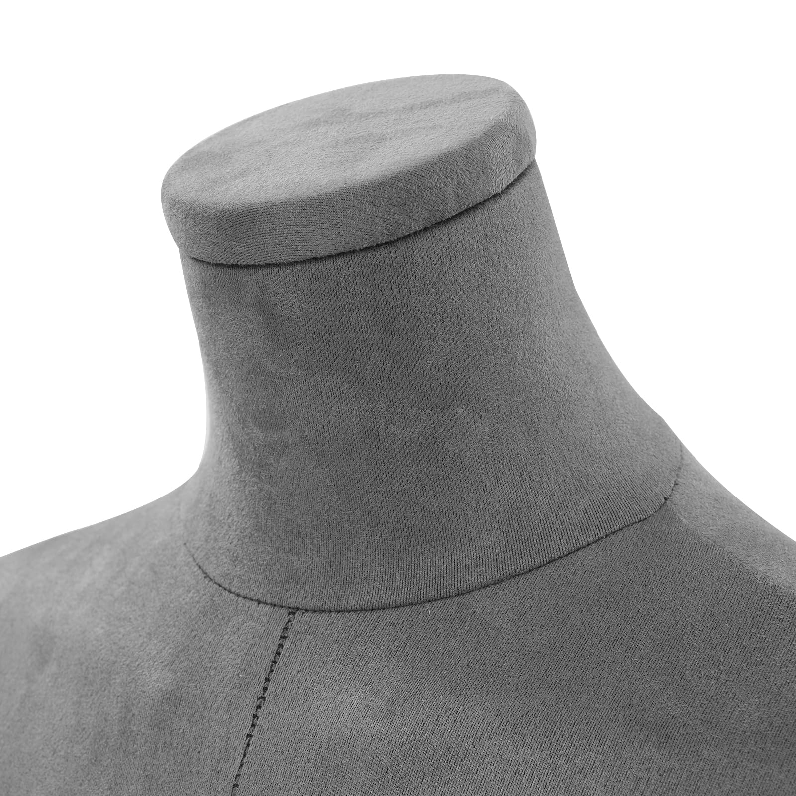 Mannequin de couture - Mannequin de vitrine femme - Avec hauteur réglable de 120 à 210 cm - Torse amovible - Avec tissu en daim - Pour exposer des vêtements - Argenté + gris