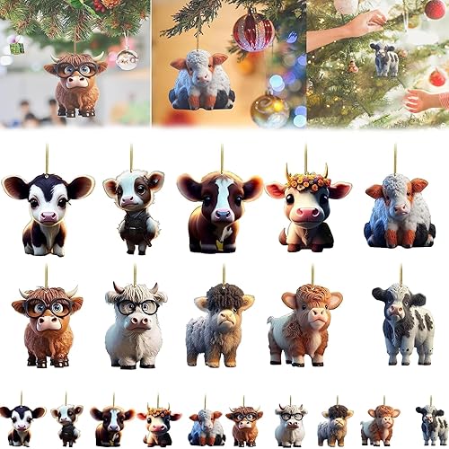 Adorno decorativo de vaca de dibujos animados, lindo colgante de coche de vaca de dibujos animados, decoración del árbol del hogar, lindos colgantes