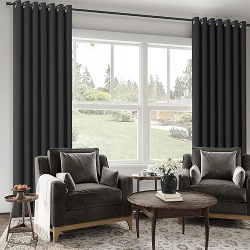 Miniatura 140 de ChrisDowa Cortinas 100% opacas de abedul liso de 96 pulgadas de largo, 2 paneles para dormitorio, sala de estar, oscurecimiento de la habitación de