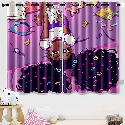 Kossmjx Black Girl Blackout Curtains 2 Panels 63
