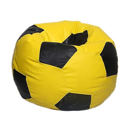 Cloud Techno Leatherette Football Shape Bean Bag Cover Without Beans (Yellow-Brown, XXL)