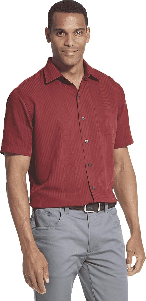 Van Heusen Men's Air Stripe Short Sleeve Button Down Shirt