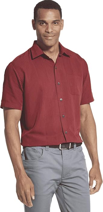 Van Heusen Mens Air Stripe Short Sleeve Button Down Shirt