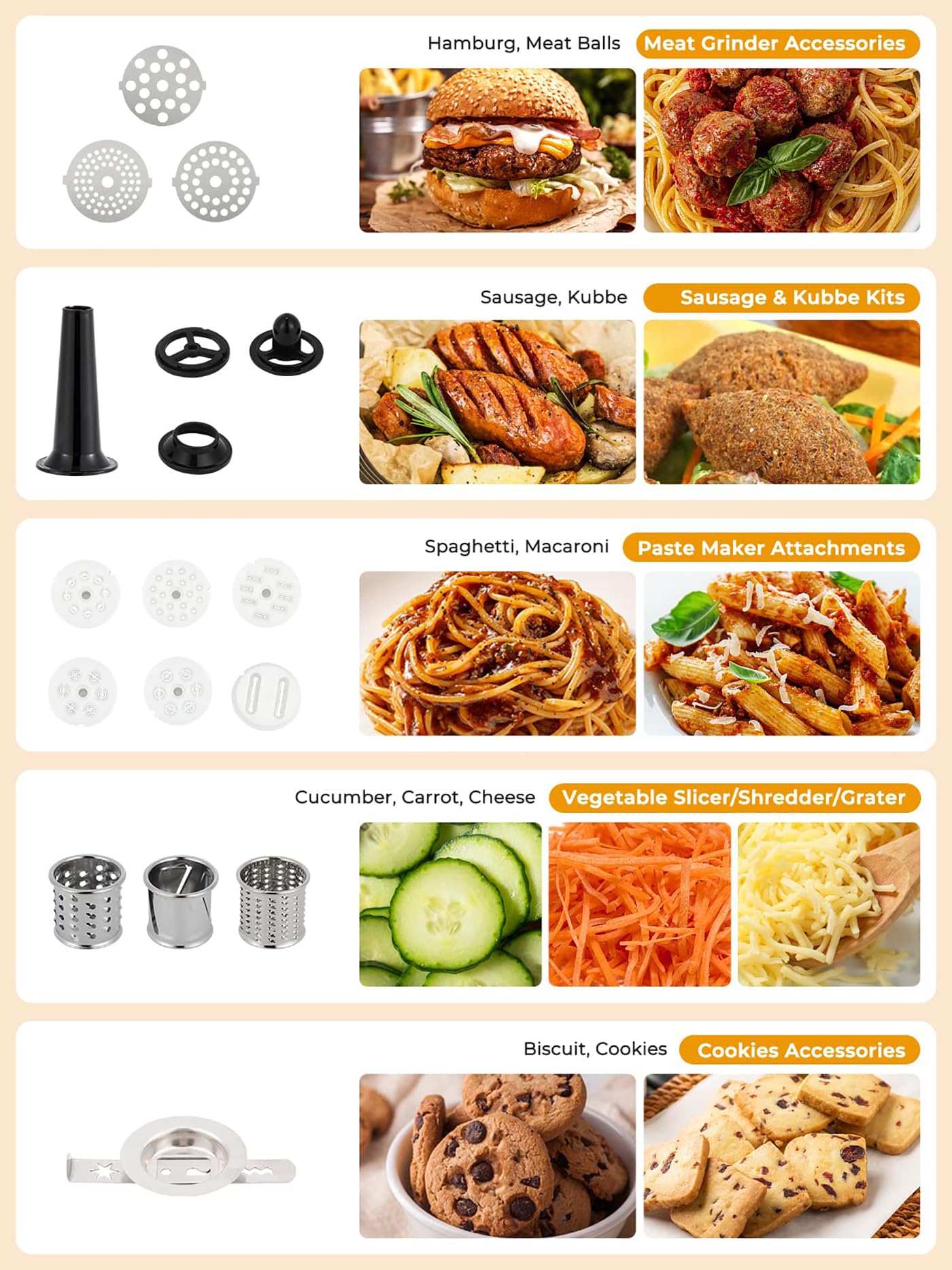 Impastatrice planetaria elettrica da cucina da 8 litri con display a LED, 6 velocità, testa inclinabile, ciotola in acciaio inox, tritacarne, gancio per impastare, frusta, accessorio per la