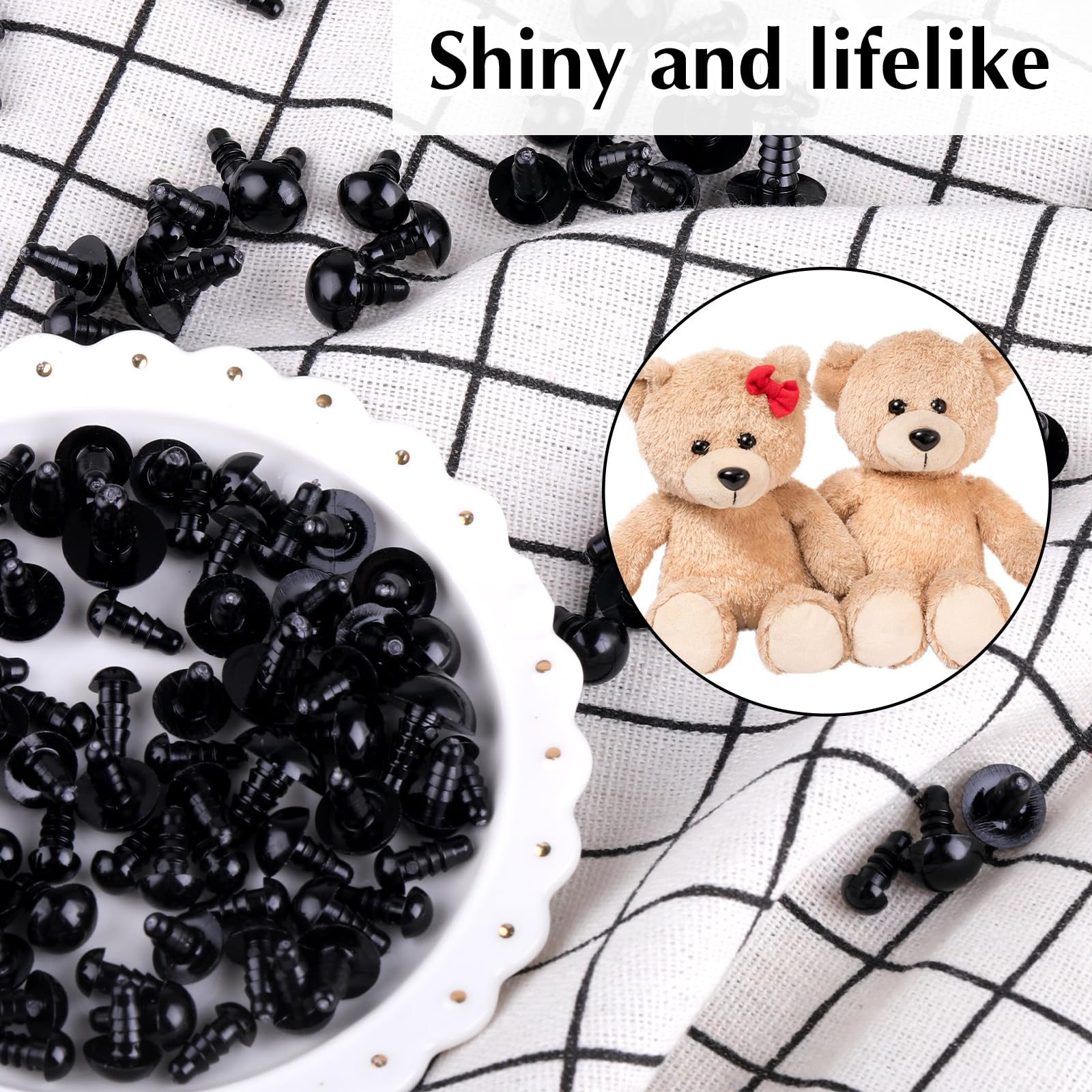 78 Pezzi Occhi Di Sicurezza Per Amigurumi E Peluche – 12-30 Mm, 6 Colori, Con Glitter, In Plastica, Per Animali All'Uncinetto - 4