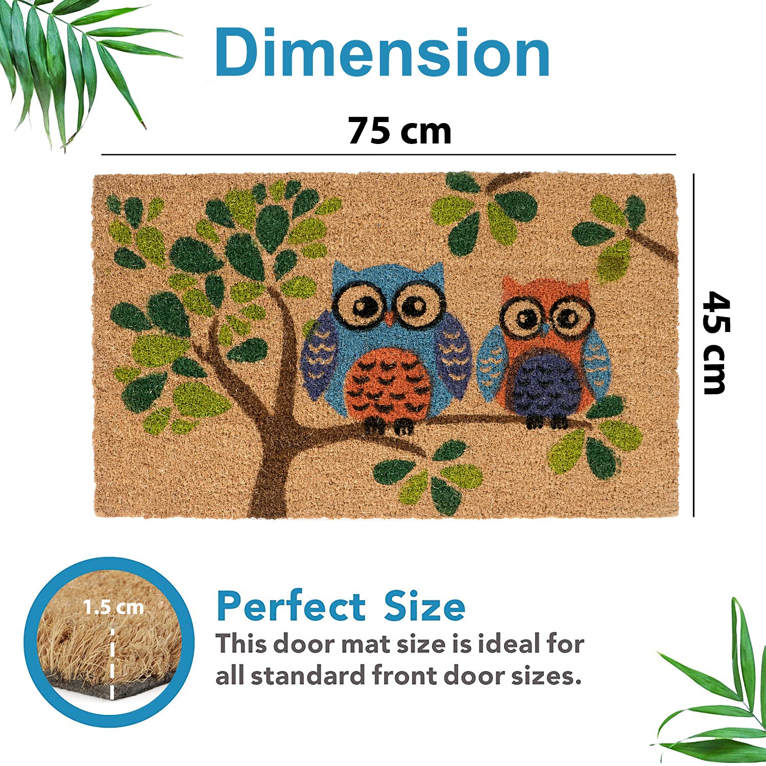 HOKIPO Large 45x75 Natural Coconut Coir Inside Outside Rectangular Mats for Entrance Main Door Mat, Multicolor (IN-487) 4