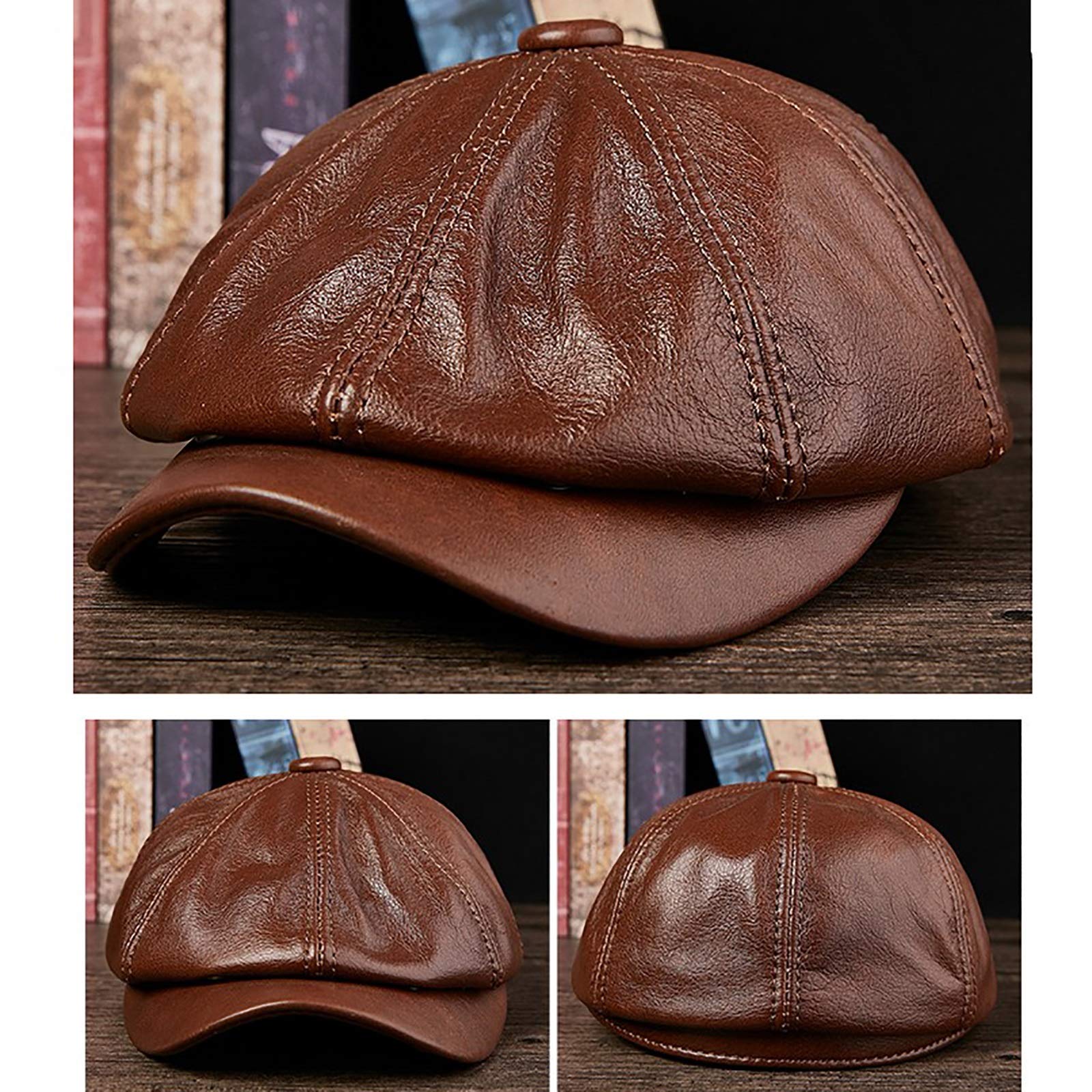 G&F Uomini Pelle Cappello Berretto Ivy Caps Pelle Bovina Cappello Strillone Autunno Inverno