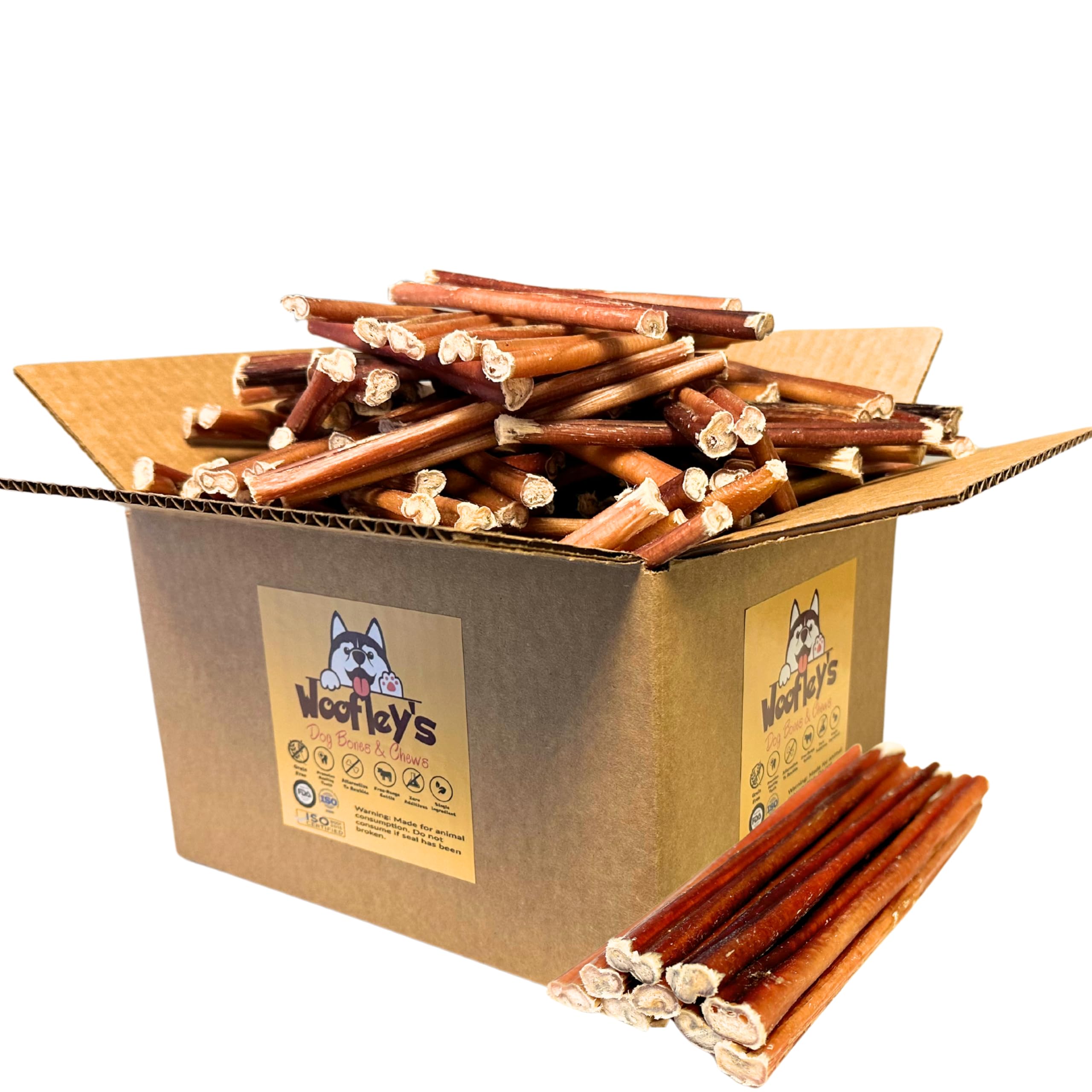 Woofley's 6 Inch Bully Sticks for Small Dogs - 100 Count - Safe, Easily Digestible Dog Chews