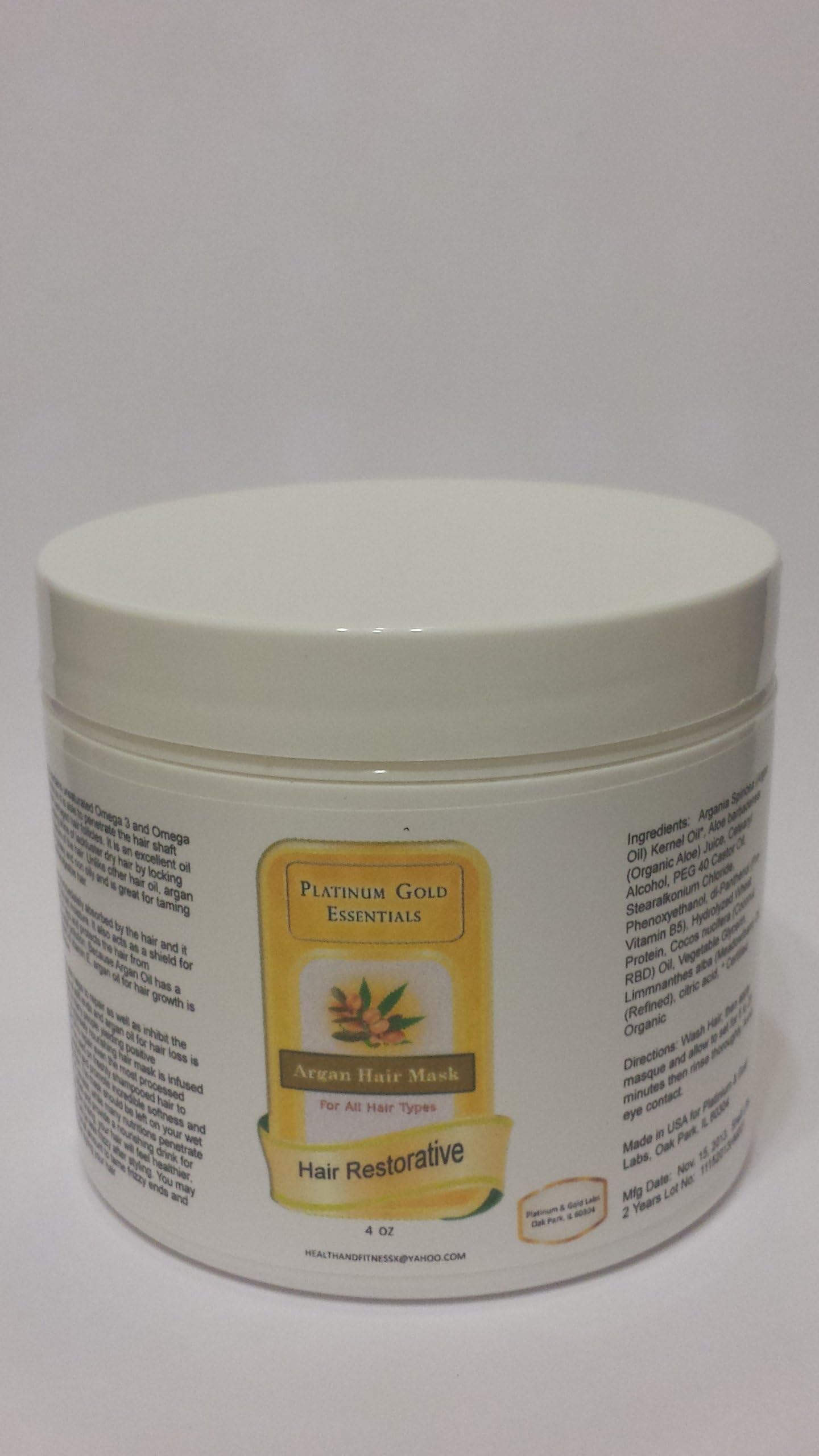 Pure Premium Morocco Virgin Argan Oil Restorative Hair mask, restores and repairs damaged hair