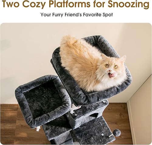 Miniatura 4 de MWPO Árbol grande para gatos de 701 pulgadas torre alta para gatos de interior condominio de felpa con grandes perchas acolchadas postes rascadores