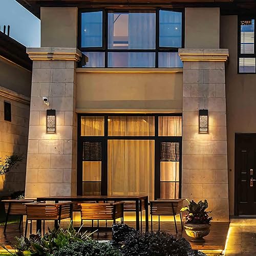 Miniatura 8 de Yisuro Luces de porche del anochecer al amanecer, moderno aplique de pared negro con LED de burbuja de cristal, accesorio de iluminación al aire