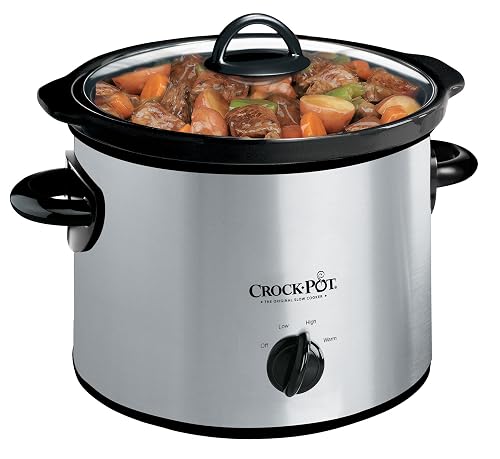 Crock-Pot 3-Quart Manual Slow Cooker Serves 3+ People Stainless Steel