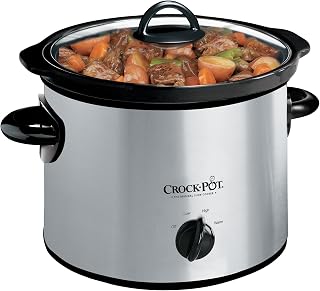 Crock-Pot 3-Quart Manual Slow Cooker with Removable Dishwasher-Safe Stoneware - Stainless Steel for Small Meals, Dips & Sides