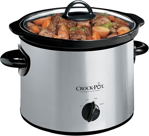 Crock-Pot olla eléctrica de cocción lenta redonda y manual para 3 cuartos de galón, Plateado