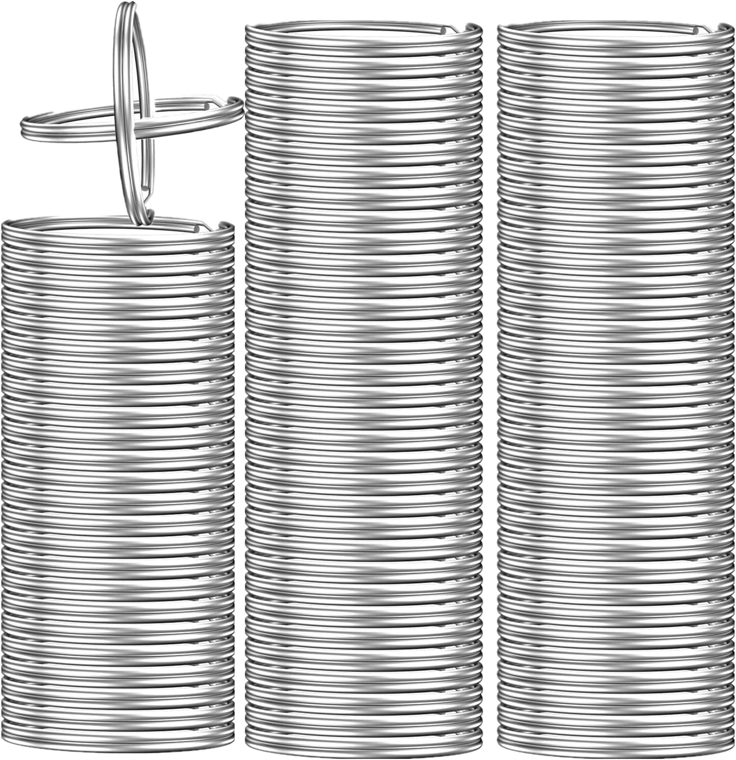PUHUHP 100 Pcs of 1-inch Flat Key Rings - Metal Keychain Rings, Split Keyrings, Flat O-Ring for Home, Car, Office Keys Attachment (Silver)-image-0
