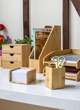 Osco Bamboo Square Pen Pot