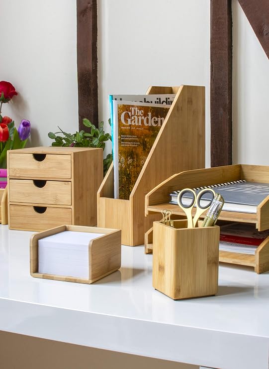 Osco Bamboo Square Pen Pot