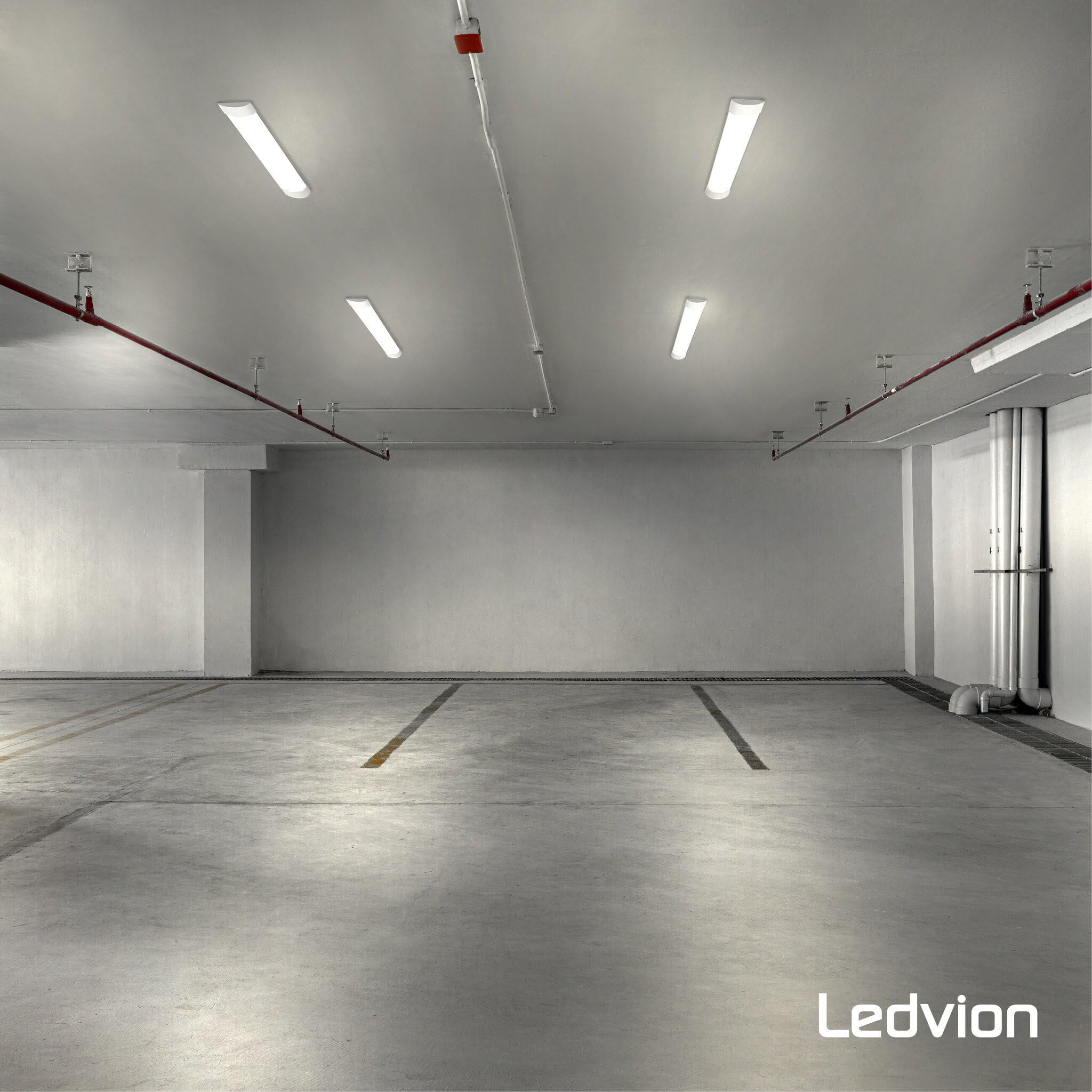 Ledvion - 5er Set, Feuchtraumleuchte LED, 60cm, IP20, 15W, 2400 Lumen, Neutralweiss, 4000K, Koppelbar, garagenbeleuchtung, werkstattbeleuchtung, kellerleuchte, deckenleuchte