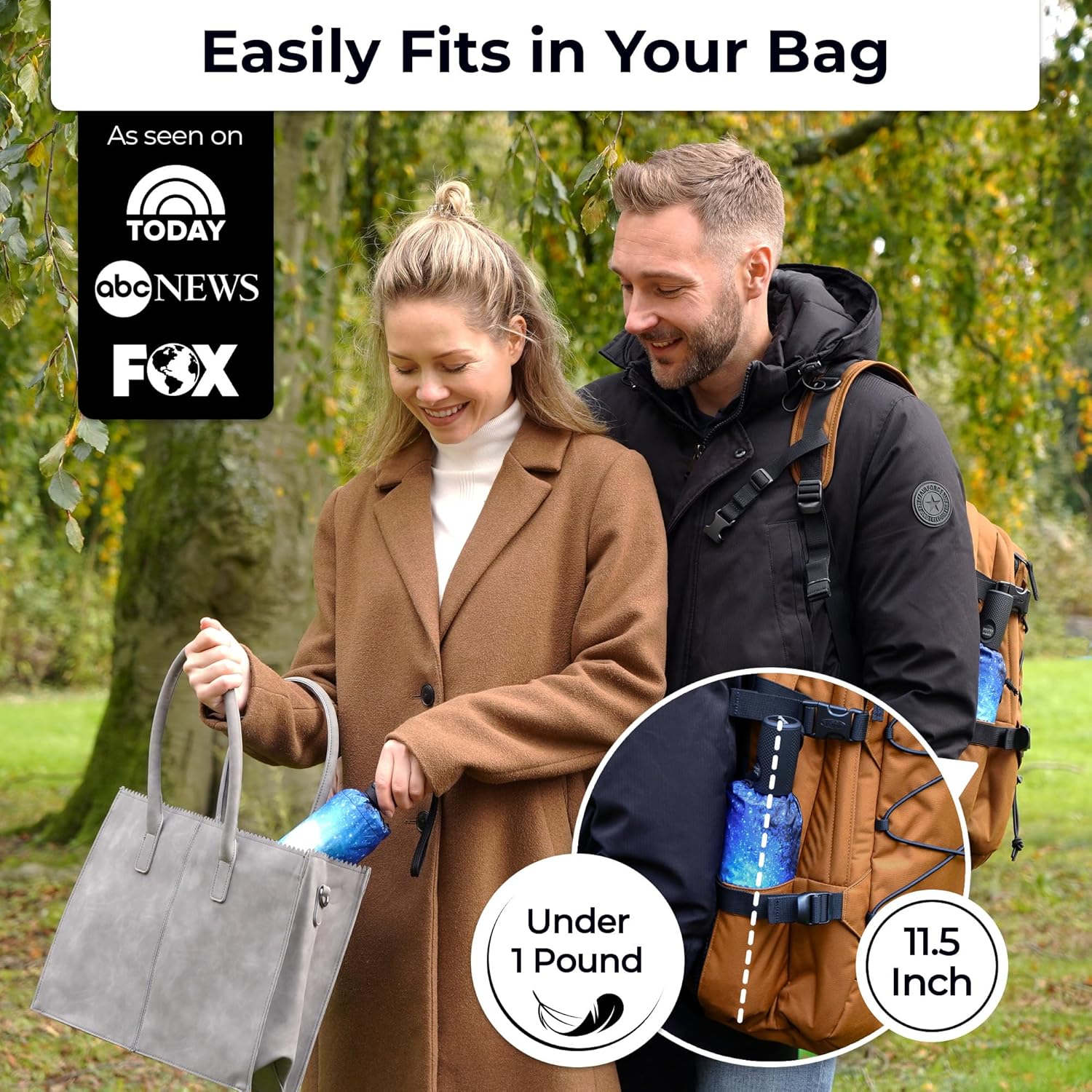 TUMELLA Strongest Windproof Travel Umbrella (Compact, Superior & Beautiful), Small, Wind-Tested, Light & Portable, Automatic Folding Rain Umbrella, Durable Premium Grip, Fits Car and Backpack - Image 2