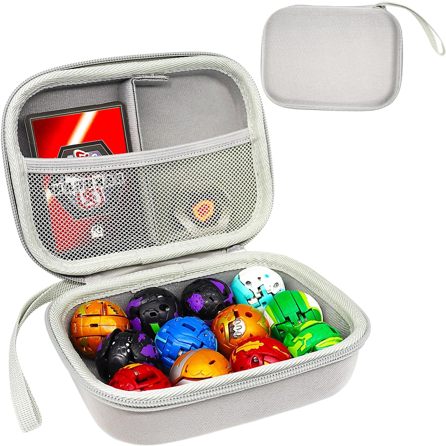 Toy Organizer Case Compatible with Bakugan Battle Planet, BakuCores, Armored Alliance, Geogan Rising, Toy Organizer Storage Container Holder (12, Grey)