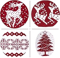 Vista 7 de Medias de Navidad de punto de estilo nórdico extra largas de 26 pulgadas en borgoñablanco para rellenos y decoración de repisas, paredes y escaleras