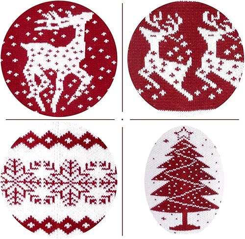 Miniatura 7 de Medias de Navidad de punto de estilo nórdico extra largas de 26 pulgadas en borgoñablanco para rellenos y decoración de repisas, paredes y escaleras