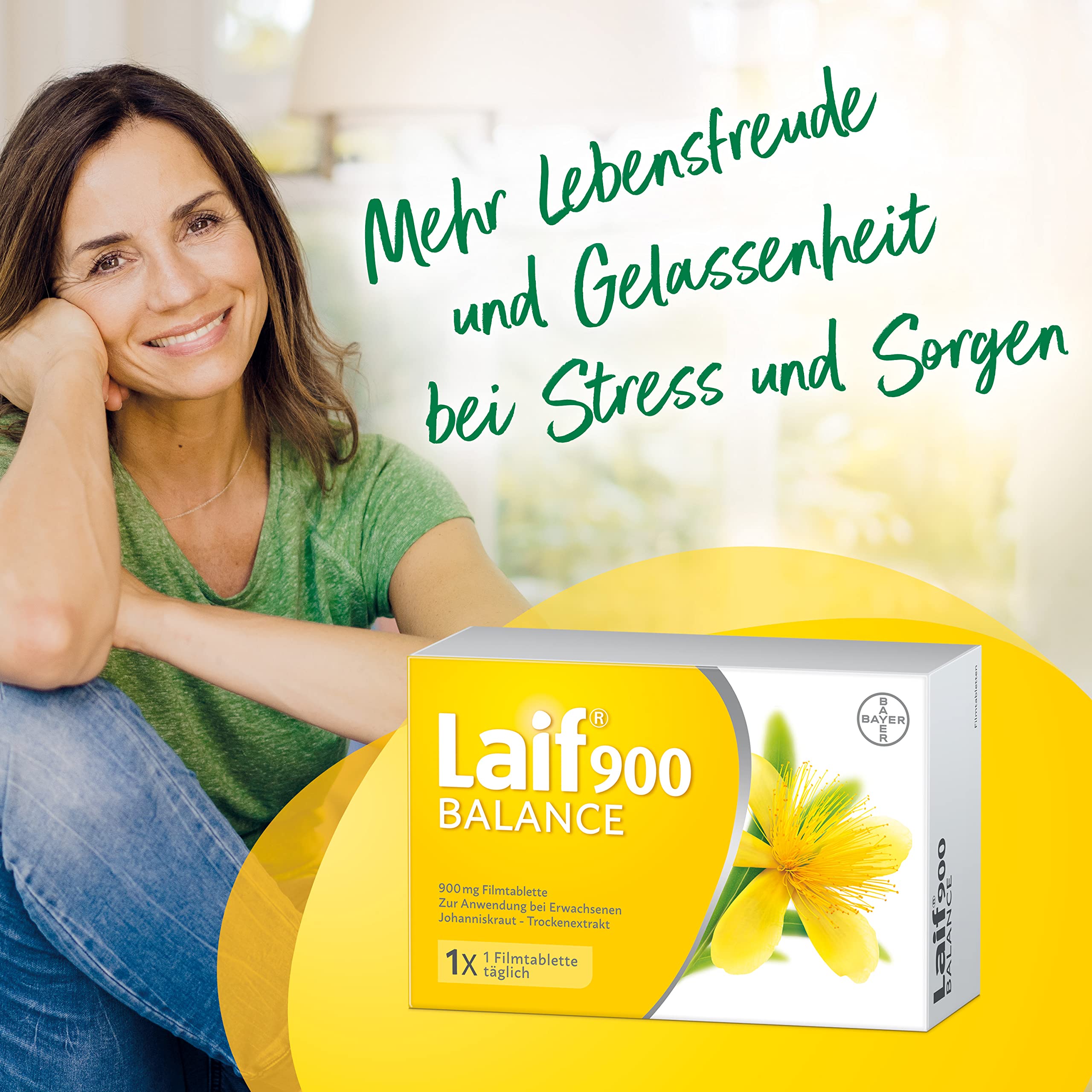 Laif 900 Balance | Johanniskraut | bei Antriebslosigkeit und Stimmungstiefs | mehr Elan, Lebensfreude und Gelassenheit | 1 x 60 Stück | Hochdosiertes Johanniskraut-Extrakt. Bei Stimmungstiefs. Für mehr Lebensfreude und Gelassenheit bei Stress und Sorgen.