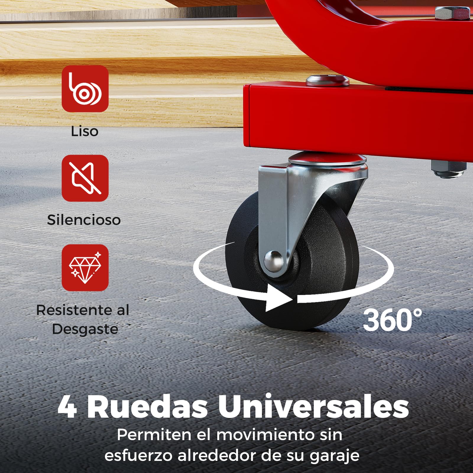 COSTWAY Taburete de Taller con Ruedas, Taburete Mecánico Acolchado con Cajón, Bandeja para Herramientas, Capacidad de Carga de 185 kg, Asiento Giratorio para Garaje, Reparación de Automóviles (Negro)