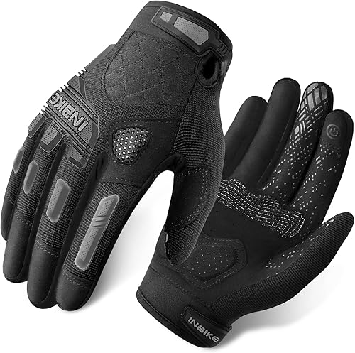 Miniatura 9 de INBIKE Guantes de bicicleta de montaña MTB, pantalla táctil, con acolchado de EVA gruesa y protección de nudillos TPR para motocicleta BMX MX ATV