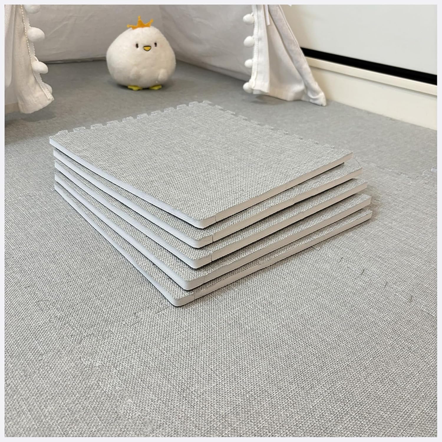LoiYtrd 10pcs 30x30x1cm Thickened Square Foam Floor Mat Interlocking Puzzle Floor Rugs Breathable Carpet Tiles Play Mat(Light Gray)