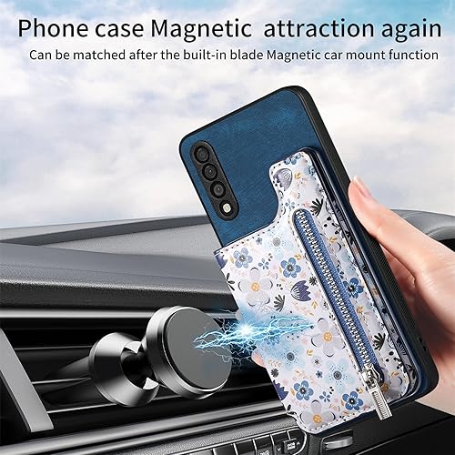 Miniatura 4 de Asuwish Funda de teléfono para Samsung Galaxy A50 A50S A30S con protector de pantalla de vidrio templado y bloqueo RFID, soporte para tarjetero, con