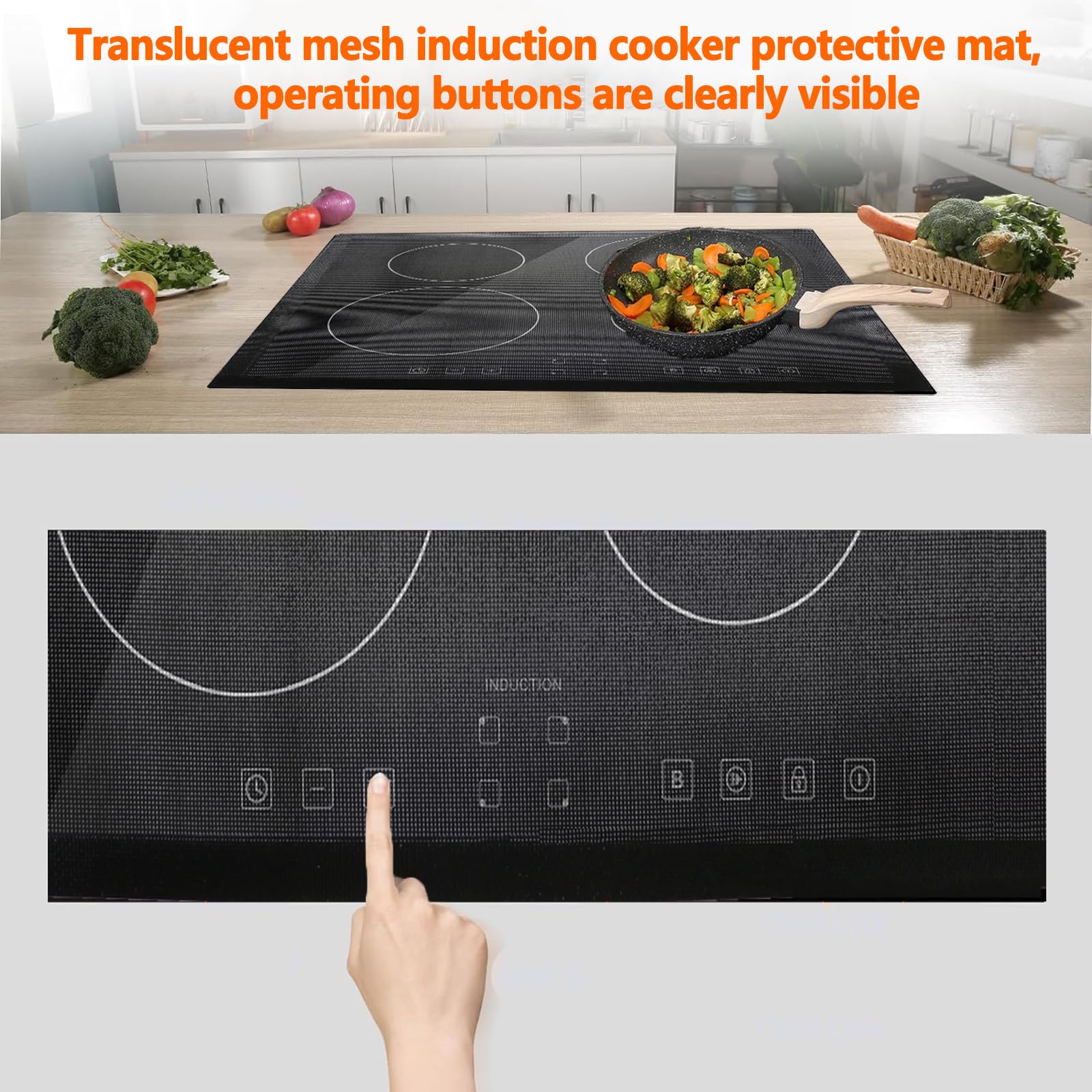 Tapis de Protection Plaque Induction Silicone 60x52cm Anti Rayures Non Slip