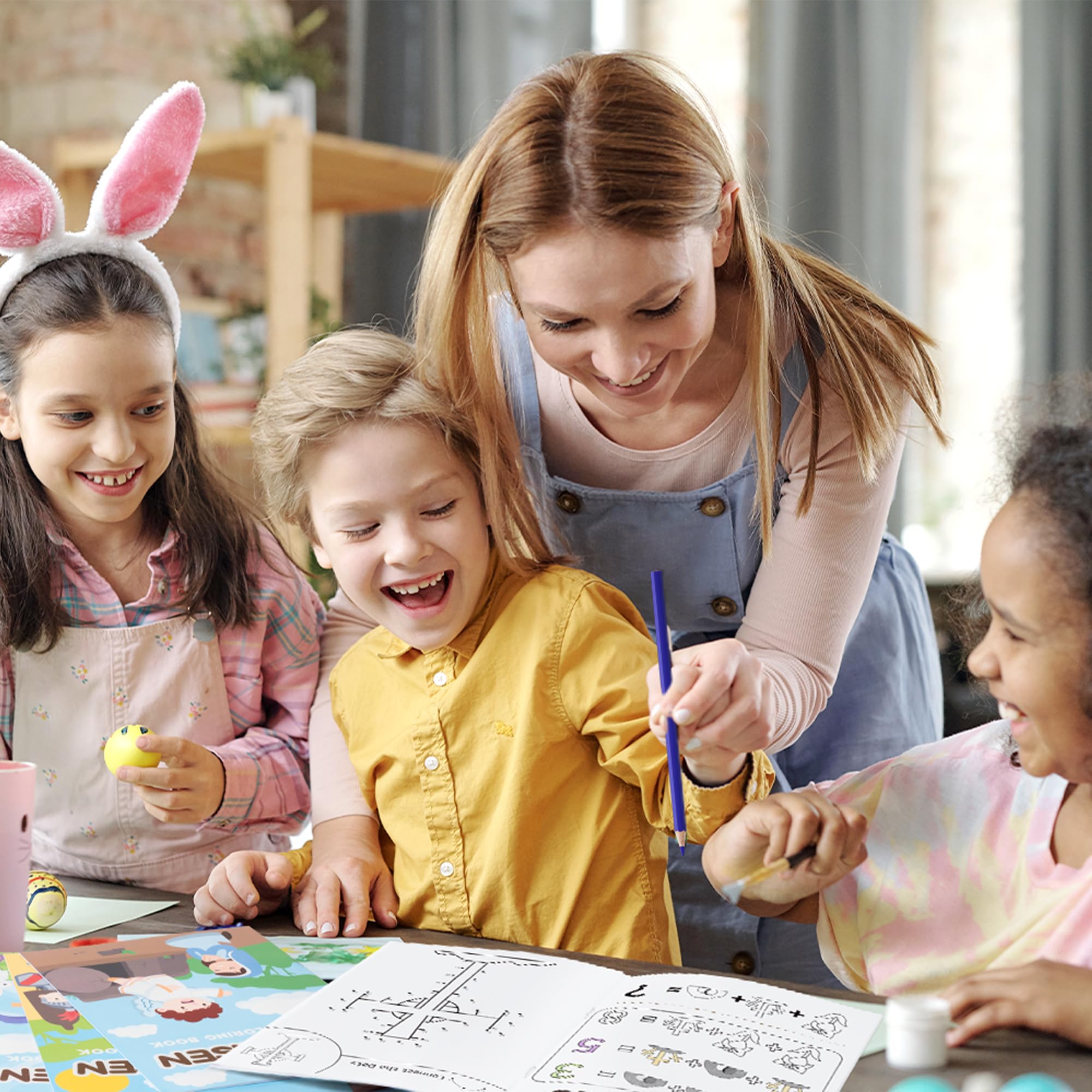 2ooya 24Pcs Easter Coloring Books for Kids Party Bulk Jesus is Risen 6-Style Cover Activity Books - Image 4