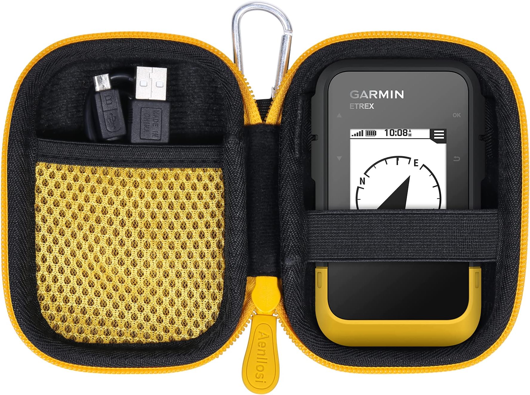 Hard Carrying Case Replacement for Garmin eTrex SE Handheld GPS Navigator by Aenllosi (Yellow Zipper)