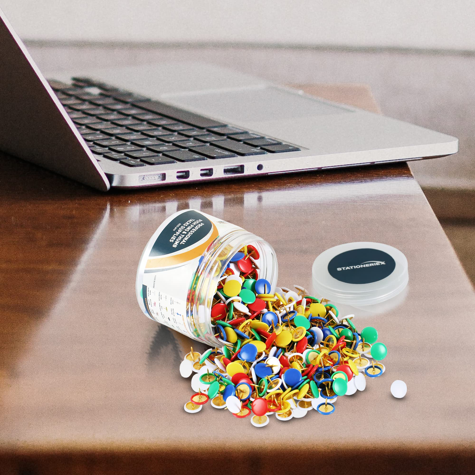 Lot 600 Punaises Multicolores Réutilisables - Pour Tableaux Liège Et Tableaux D'Affichage