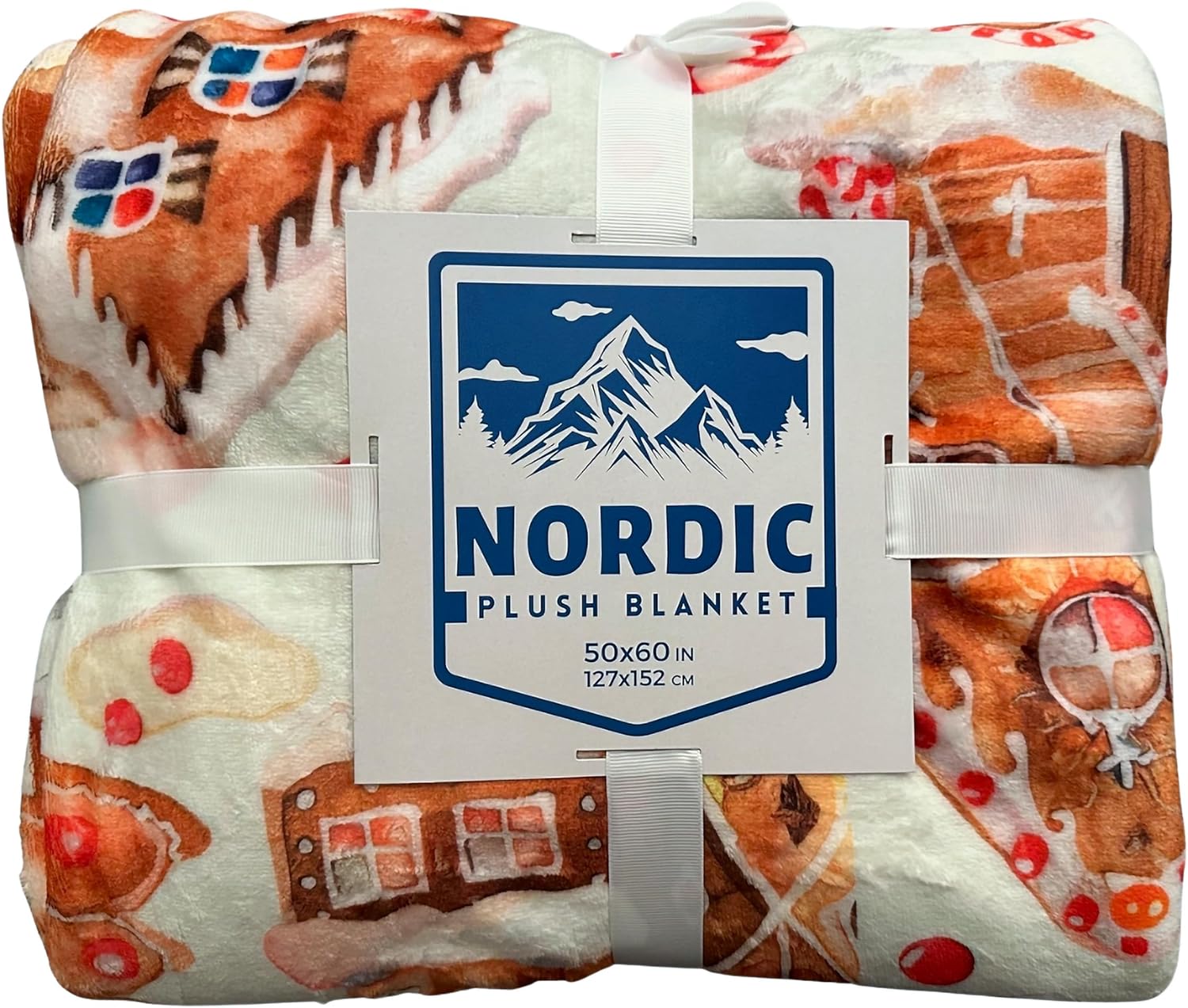 YourFleece Plush Throw Blanket, Super Soft, Cozy, Thick, Warm and Lightweight for Sofa, Couch, Living Room, Bed, Double Layer Minky Plush Lining, 50×60 Inches, Gingerbread Village, Multi