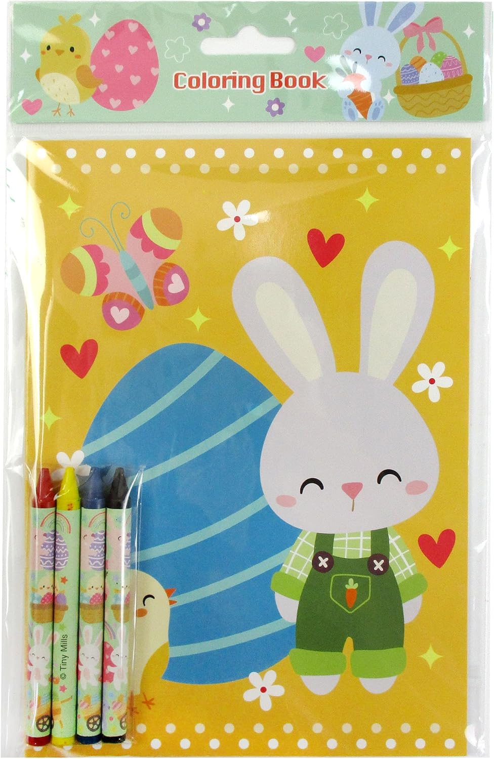 TINYMILLS Easter Coloring Book Bundle with Crayons & Party Favors - 12 Books and 48 Crayons Easter Basket Filler Party Favors
