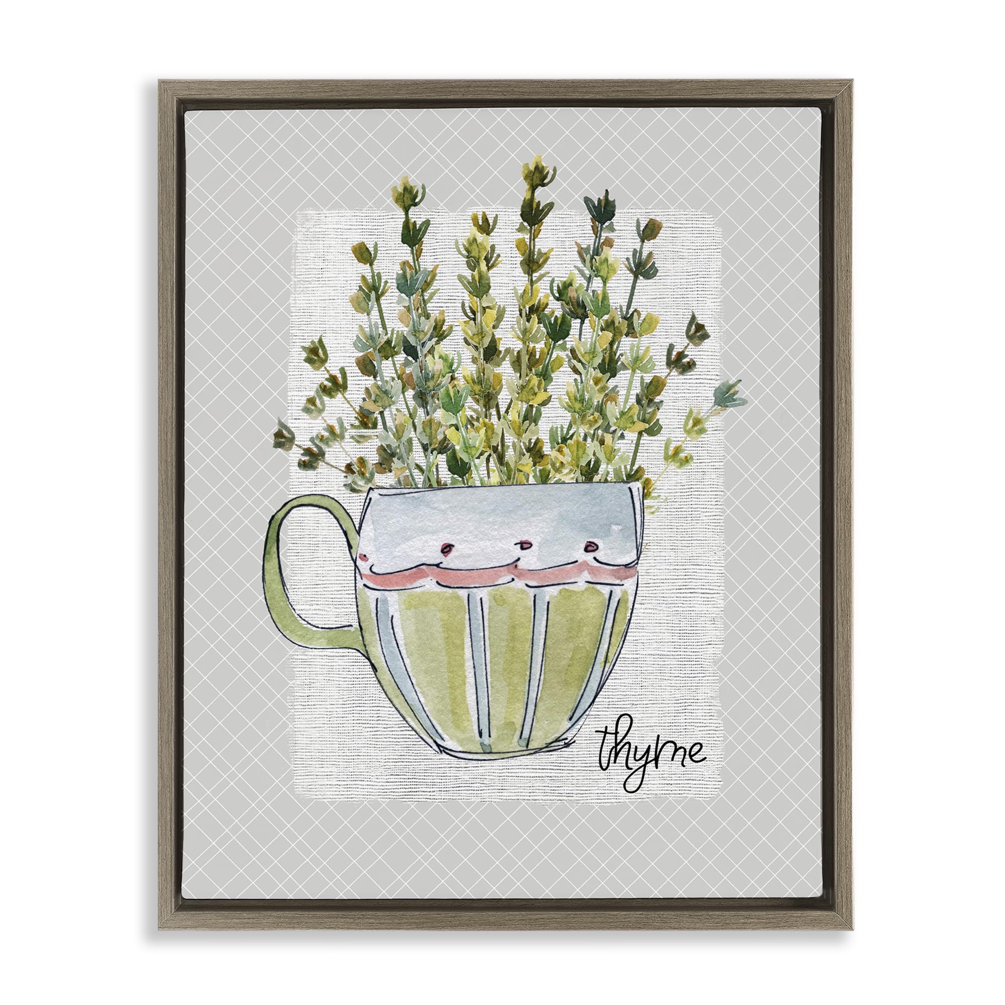 Stupell Industries Montalcino Elm (Textured) 'Thyme Herb Mug'| Floating Frame Canvas Art