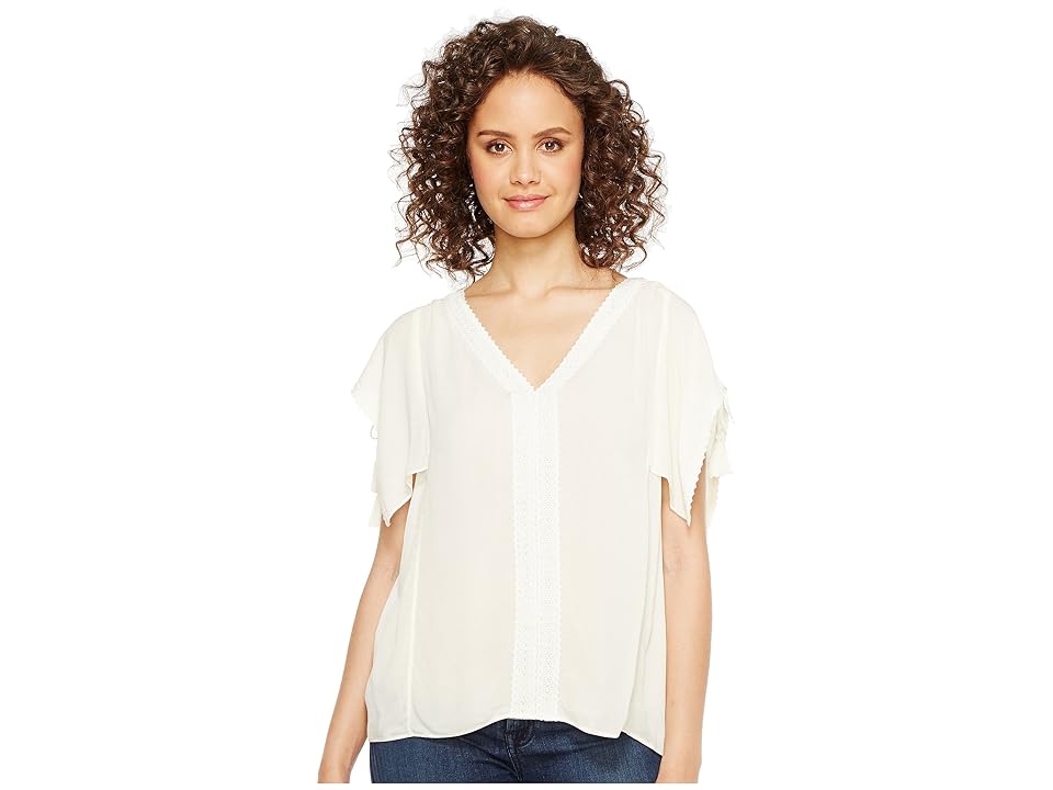 New NYDJ Flutter Sleeve Top (Natural) Women's Clothing | beayshopping.com