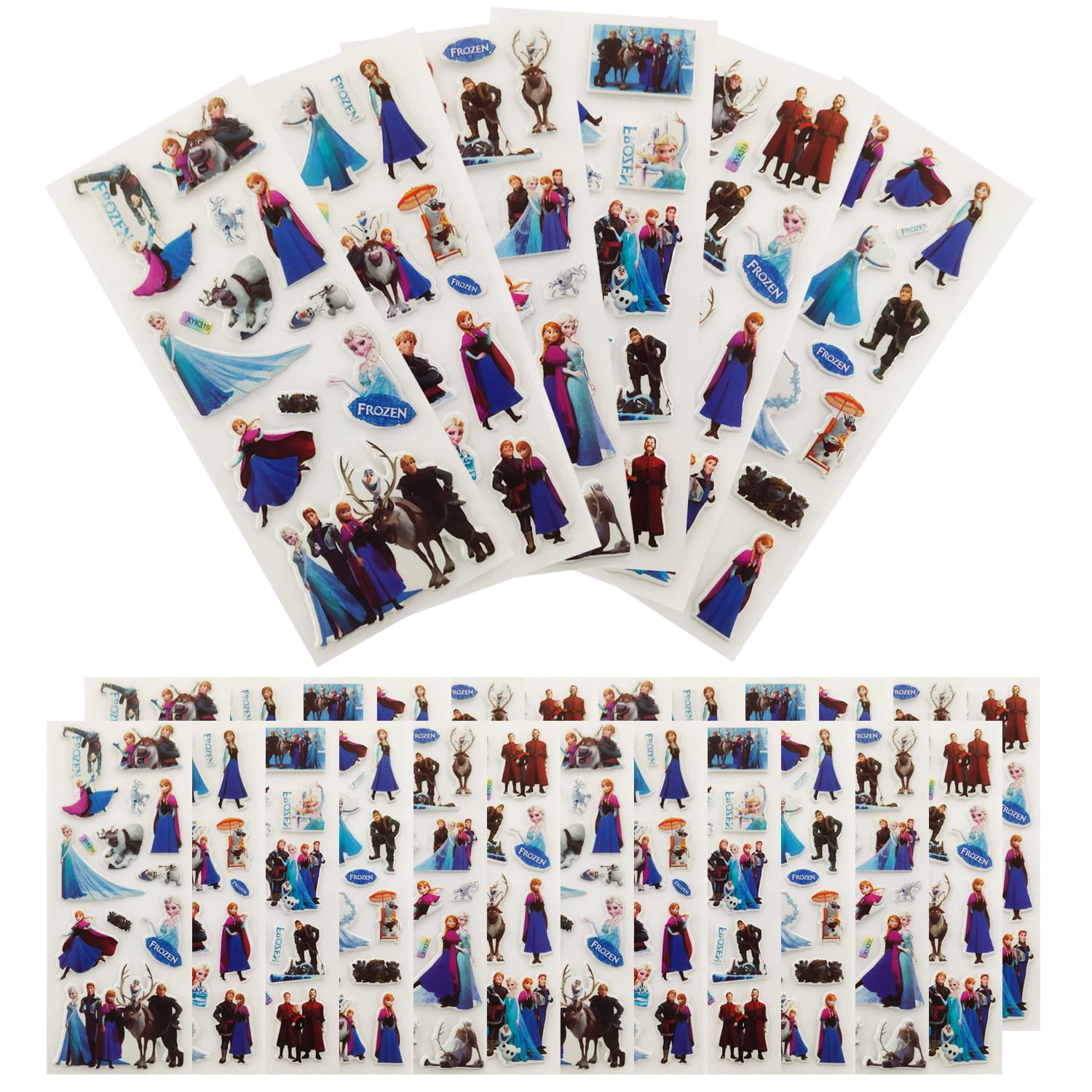 Frozen Pegatinas para Niños 400+ 3D Puffy Pegatinas, 30 Hojas Frozen de Pegatinas para Regalos Gratificantes Scrapbooking, Decorar para Botella de Agua, Equipaje, Stickers para Fiestas Temática