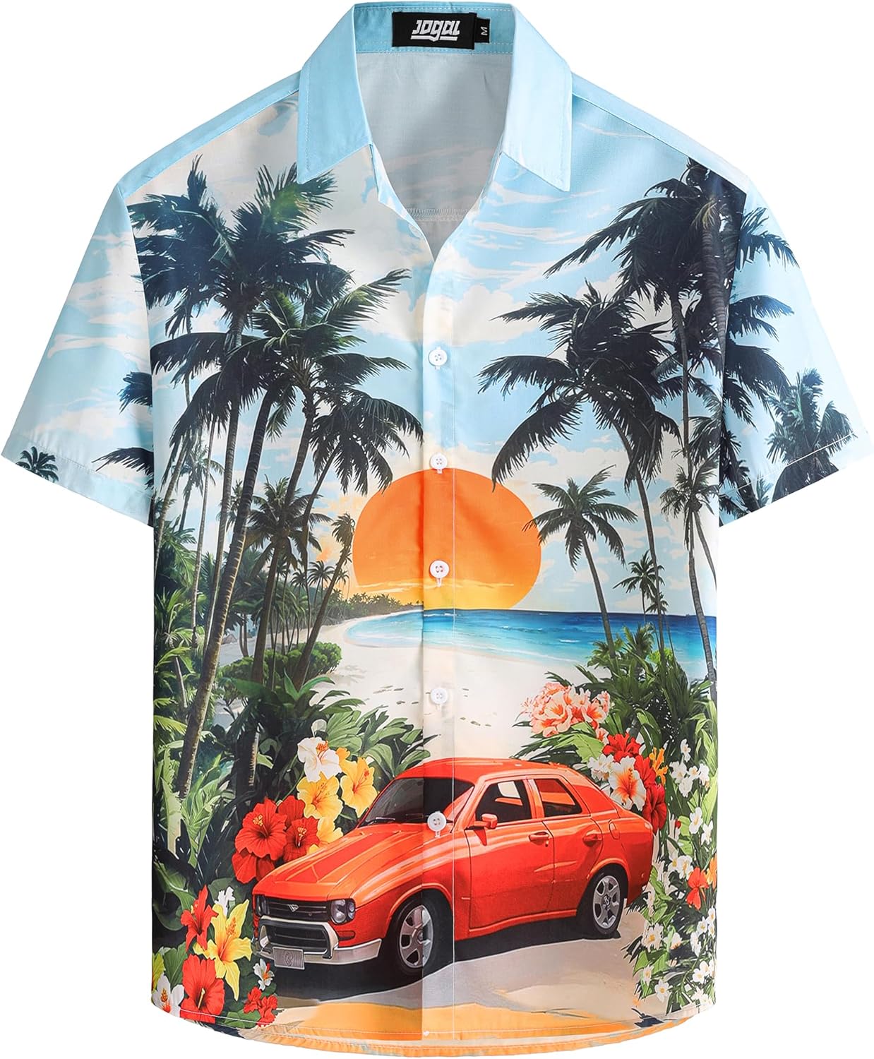 JOGAL Mens Tropical Hawaiian Shirt Short Sleeve Button Down Floral Print Casual Shirt Vacation Summer Beach Shirts - Image 3