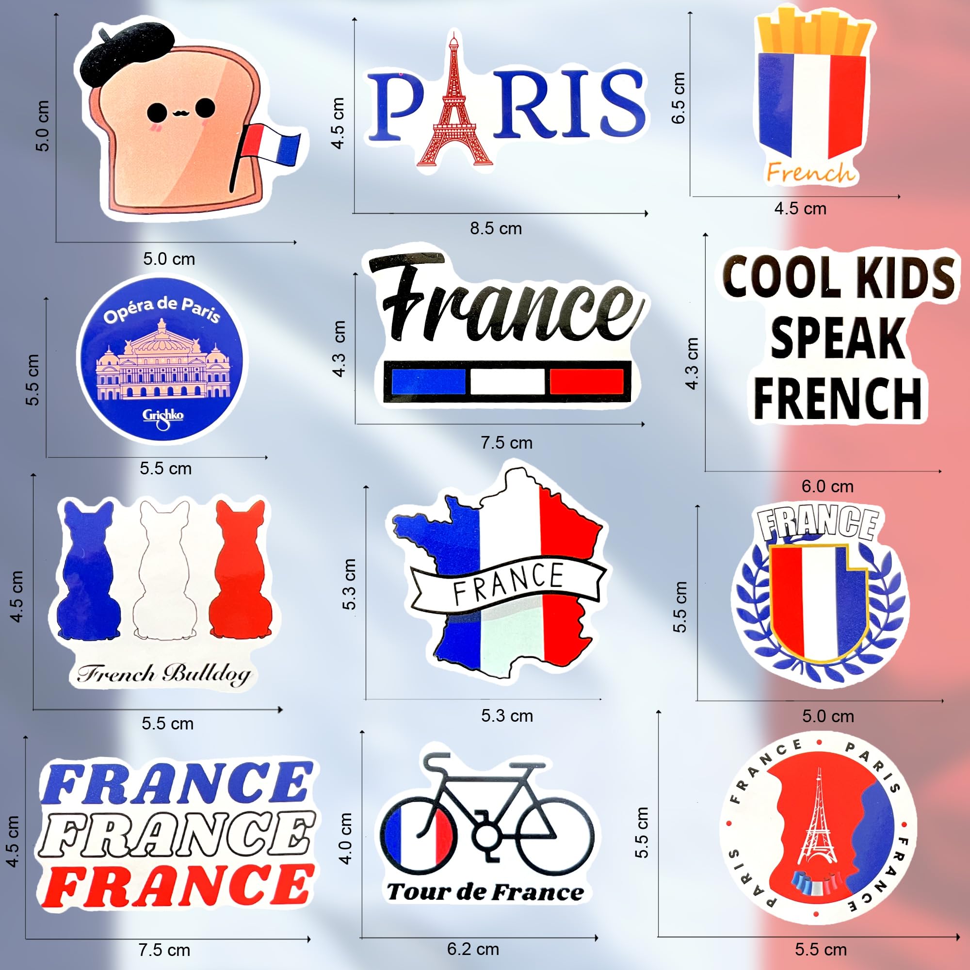 Francia adesivi Parigi adesivi casco moto stickers aesthetic valigia vintage France accessori per valigie per auto adesivo per bici sticker auto