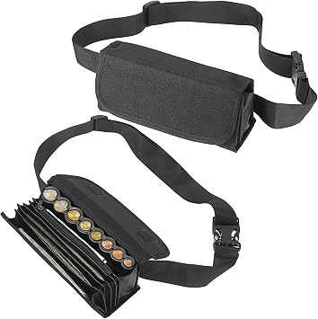 BSTKEY 2 Pack Euro Coin Holder and Dispenser, Fanny Pack with Banknote Waiters Purse, Black Coin Storage Bag with Belt for Waitress Server Collector Cashier