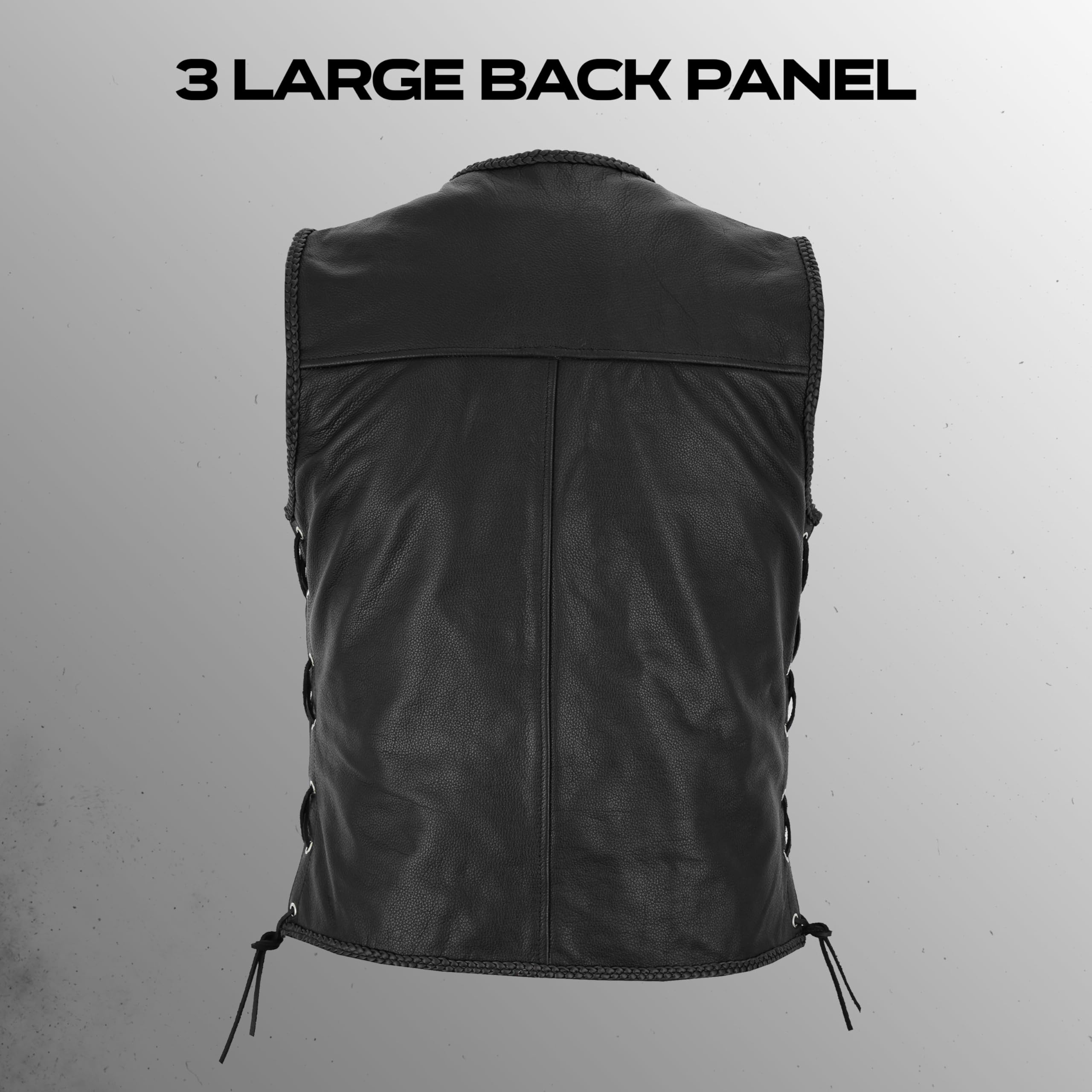 Leatherick Chaleco de motorista de cuero estilo anzuelo de cuero genuino para hombre