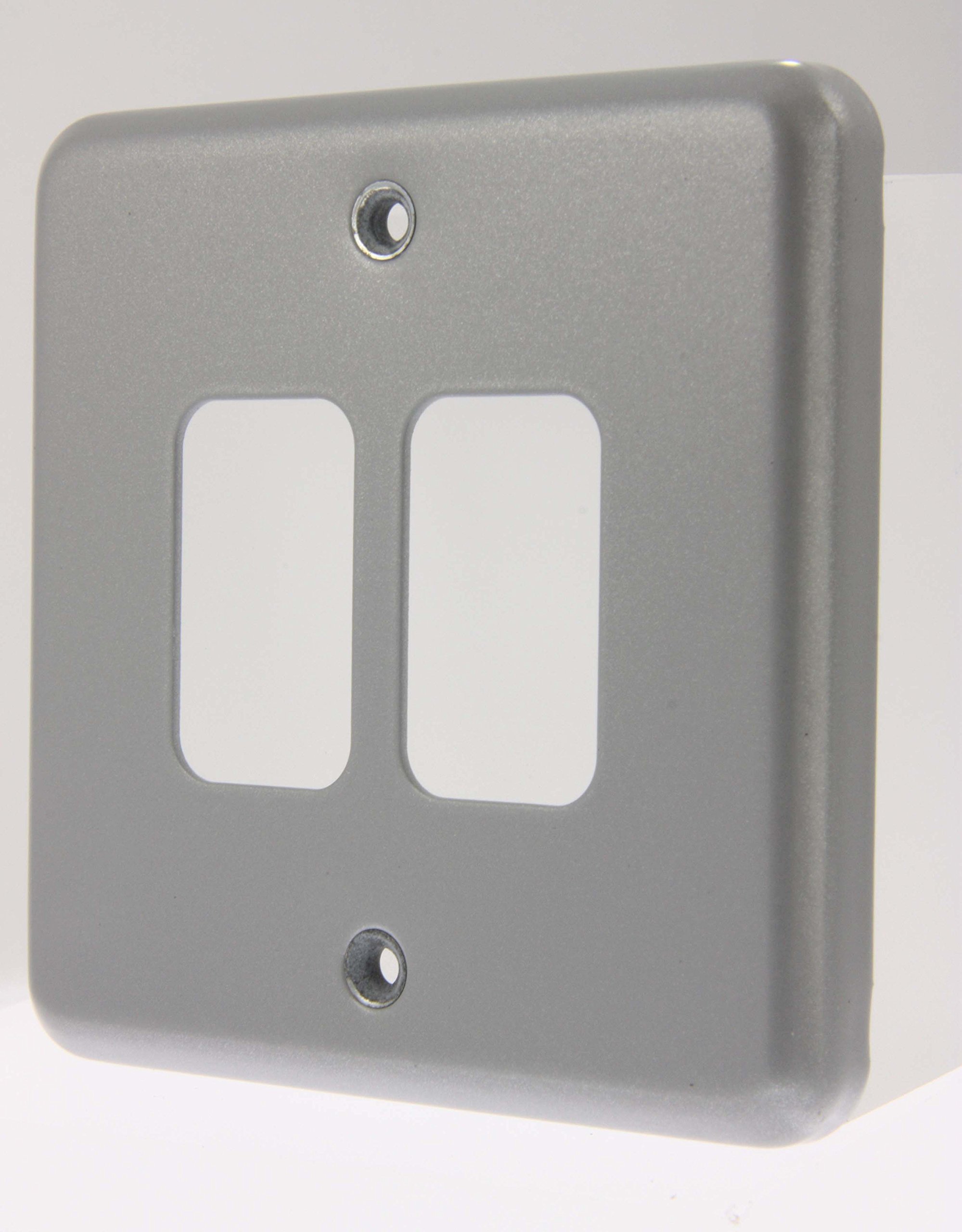 Mk Grid Plus 2 Gang Front Plate, Metal-Clad