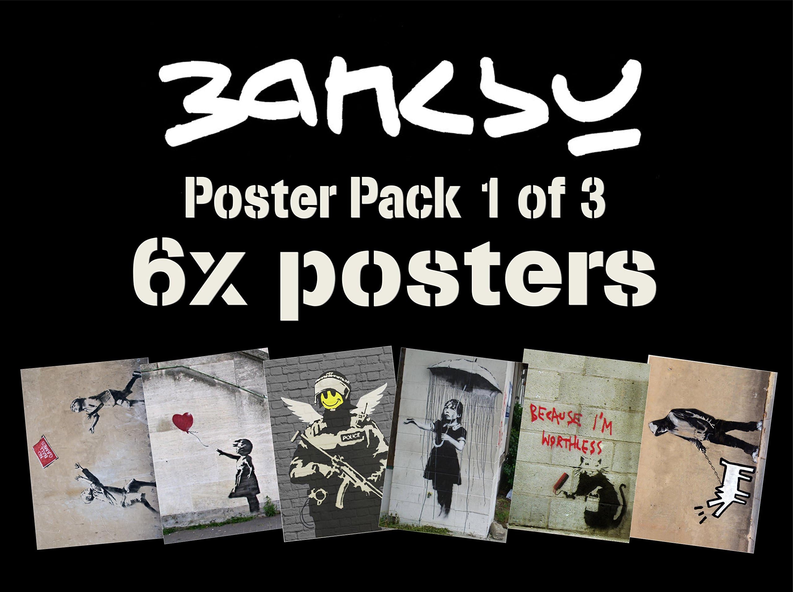 One Life Posters Banksy Poster Pack 1 of 3-6 of Banksy's most popular graffiti images - Each poster is A3 (420 x 297 mm)