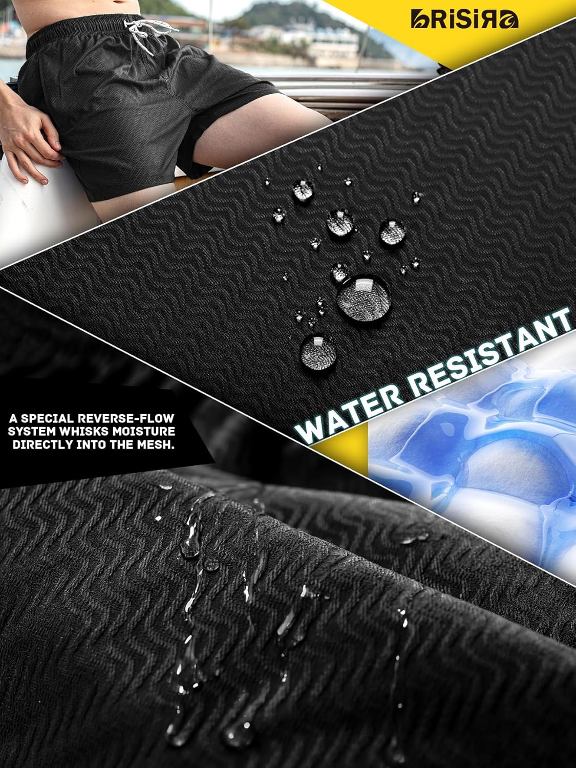 BRISIRA Mens Swim Trunks 5" Textured Ribbed & Leopard Bathing Suit Compression Liner Board Shorts Beach Swimsuit Quick Dry - Image 3