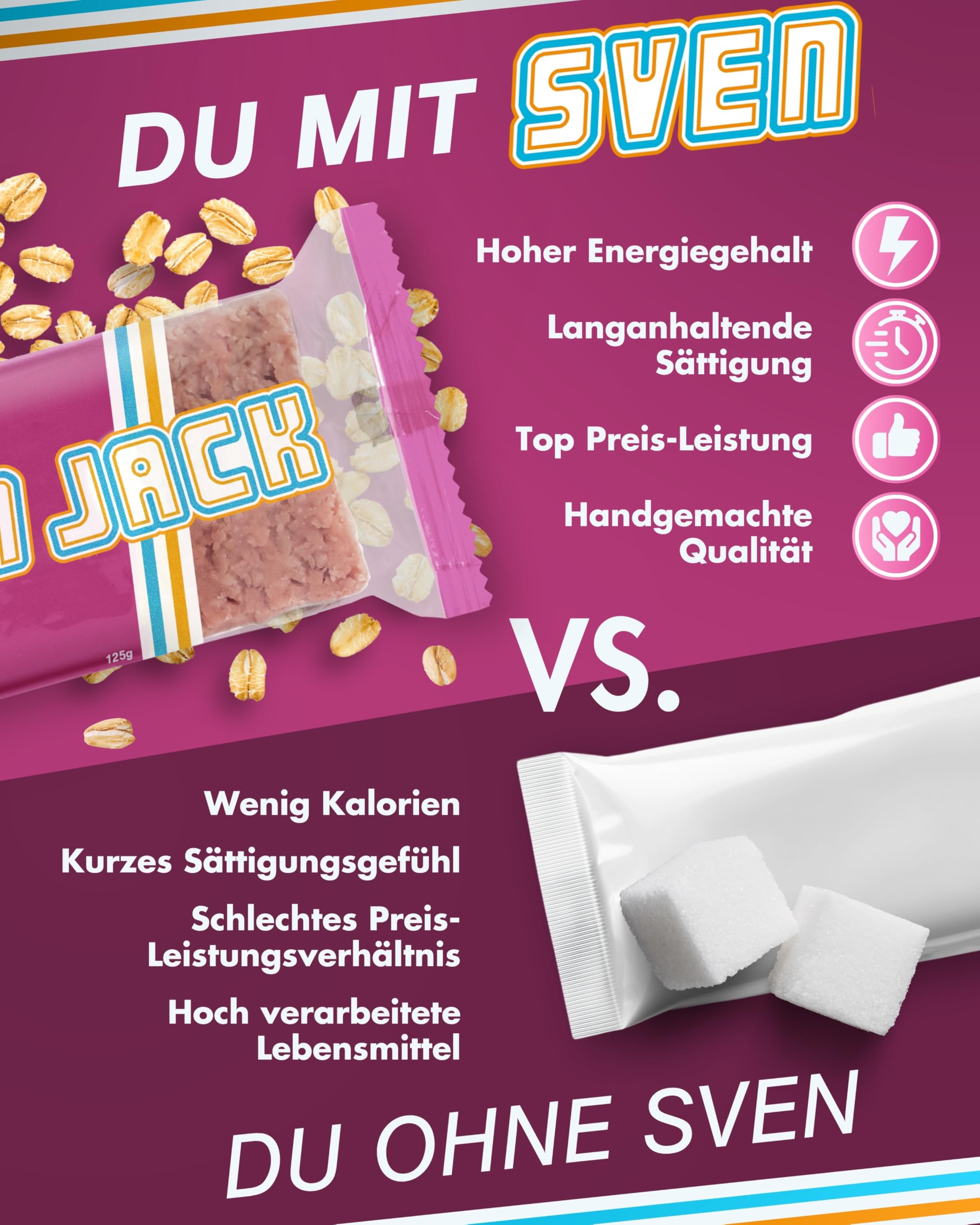 Sven Jack (Energy Cake) ALL IN ONE Haferriegel Mix Box 24x 125g I Original Haferflocken Energieriegel I Vegane Haferriegel I Langkettige Kohlenhydrate & wenig Zucker I Verschiedene Sorten