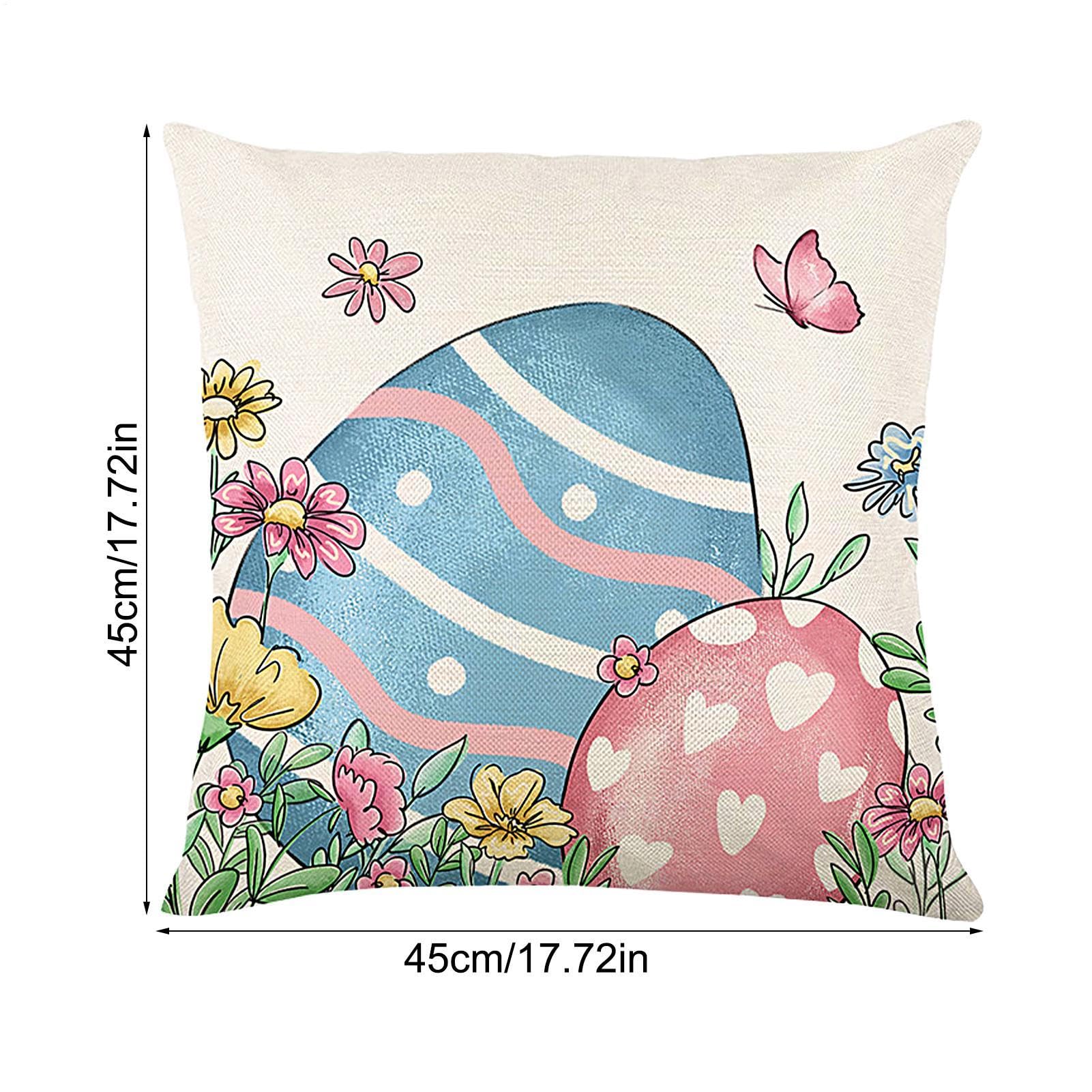 Poszewka na poduszkę na Wielkanoc, Happy Easter, Honny, króliczek, kwiaty, jajka wielkanocne, wielkanocne poszewki na poduszki, nowoczesna poszewka na poduszkę, bawełna len, jajka wielkanocne,