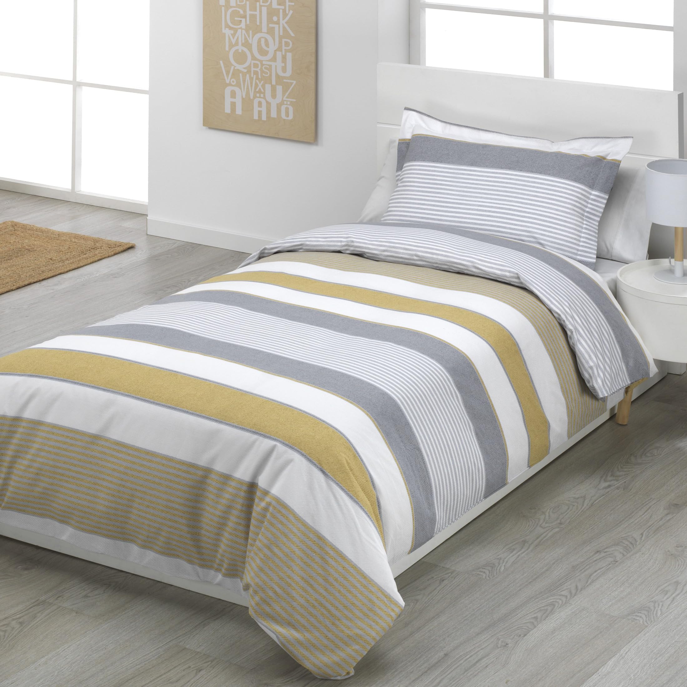 DHESTIA HOME - Funda Nórdica Cama Infantil Zarautz Ocre - Color Ocre, Talla Cama 105